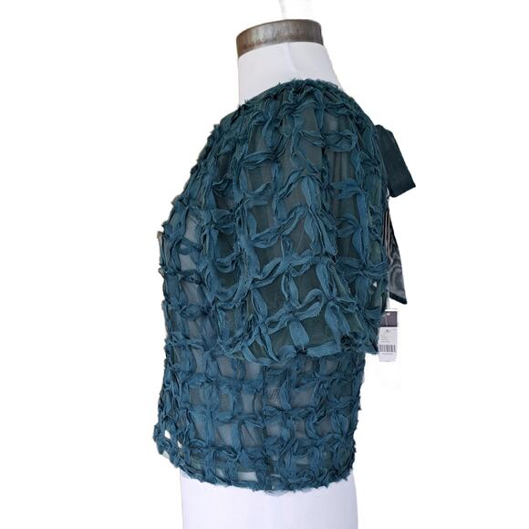 NEW Anthropologie Sarah Hann Karla Textured Green Top Size XS Green - Picture 5 of 9